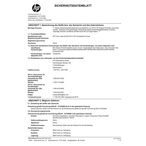 Toner HP 212A ciano -  W2121A